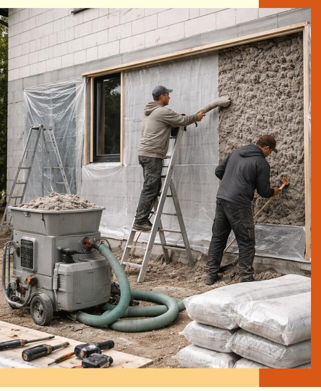 Утепление дома из газобетона эковатой в Шахтах от 4884 руб./м2 | ТепломастерШхт