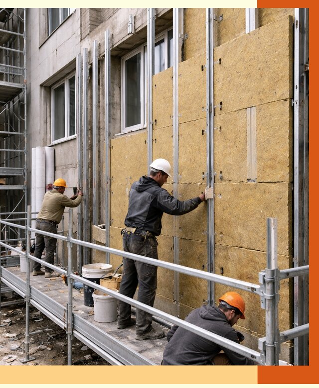 Утепление вентилируемого фасада в Шахтах от 6078 руб/м2 — монтаж и утепление вентфасад | ТепломастерШхт